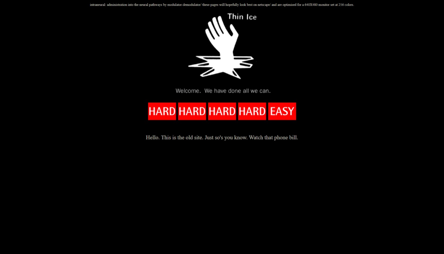 the bends era website, capture of the main page