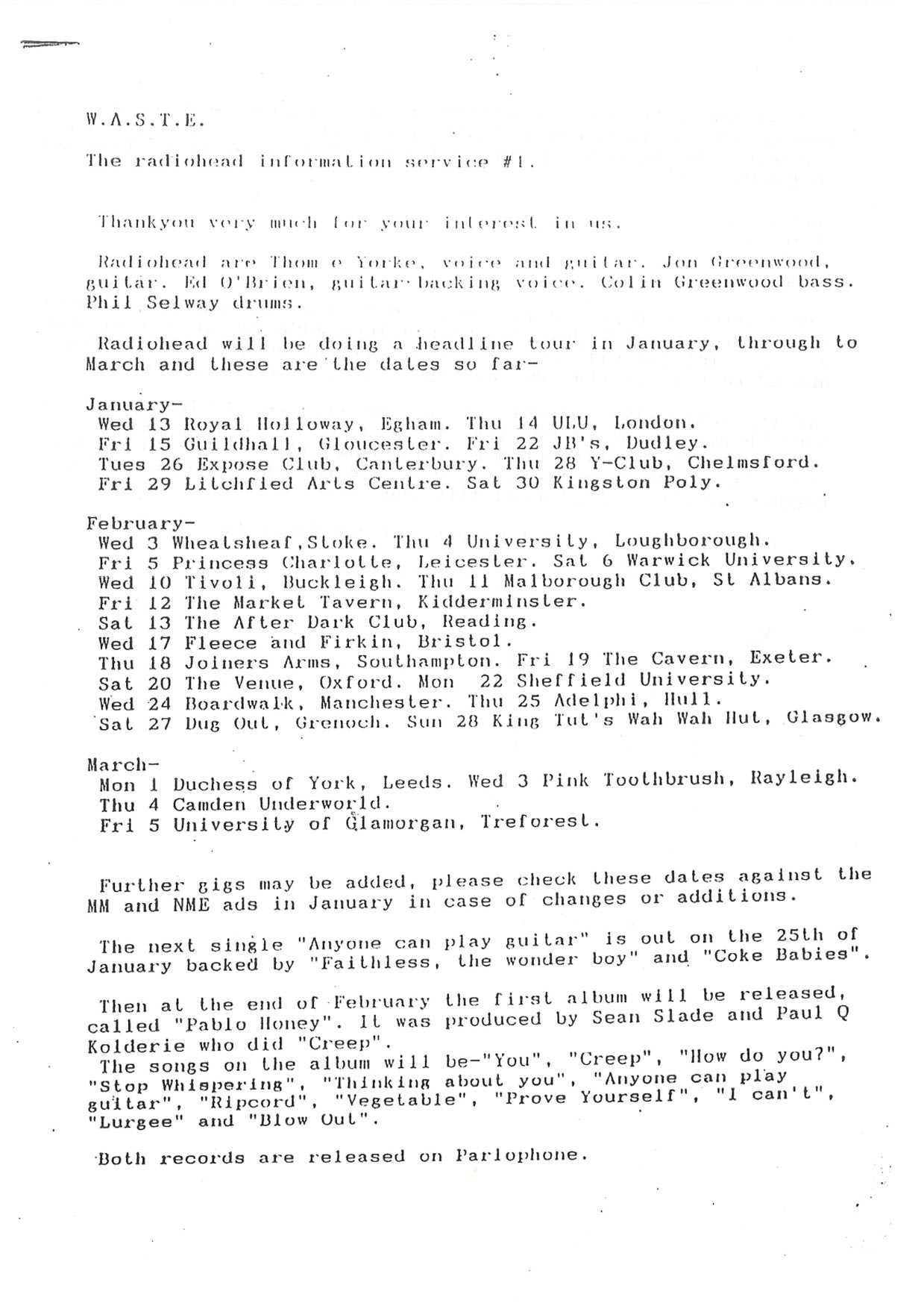 first waste newsletter